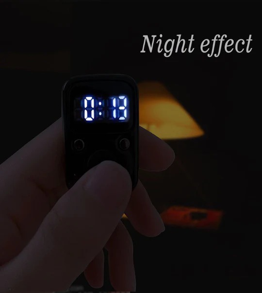Digital LED Finger Tally Counter - Rechargeable Luminous Electronic Clicker for Prayer, Stitch Marker, and Counting Tasks | Compact Handheld Counter with Adjustable Strap & Bright LED Display | Durable and Lightweight Design in Modern Grey Finish Image