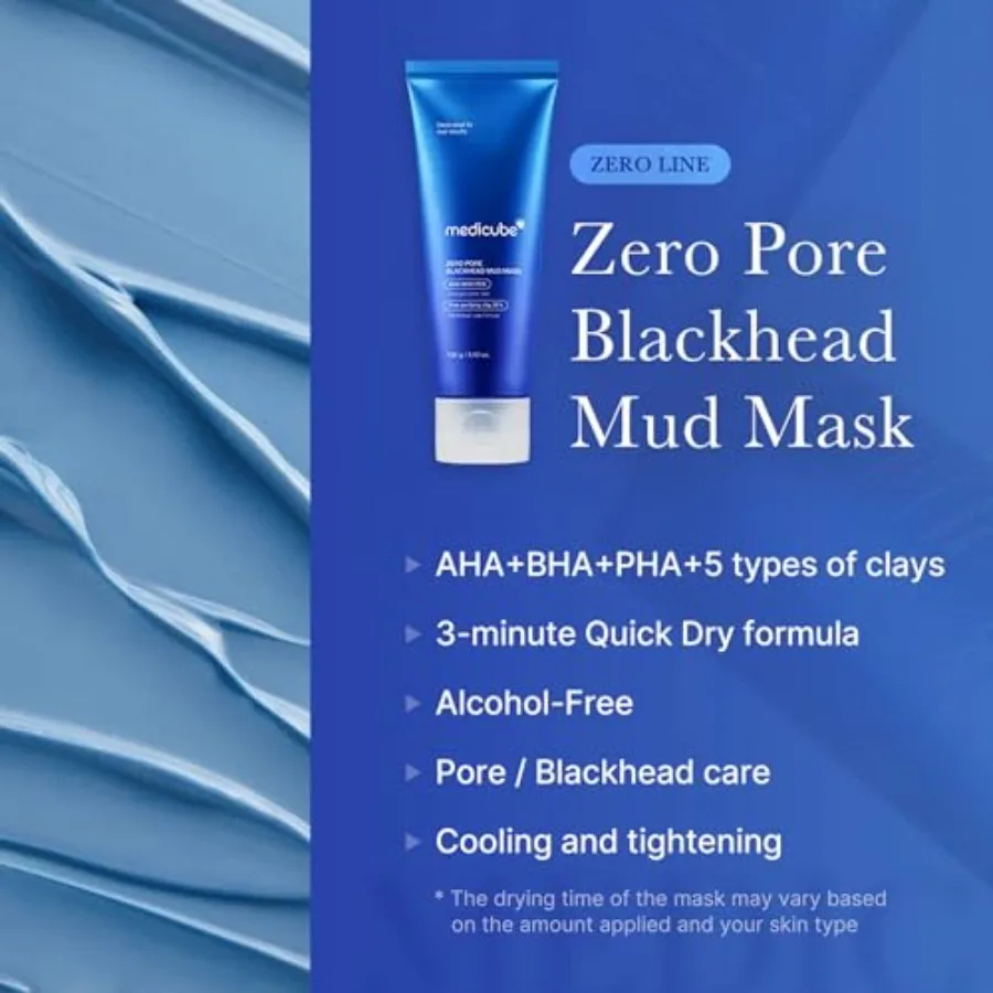 Zero Pore Black Mud Facial Mask - 3-Minute Cooling Pore Tightening with AHA/BHA/PHA, PorePurifying Clay Formula Image
