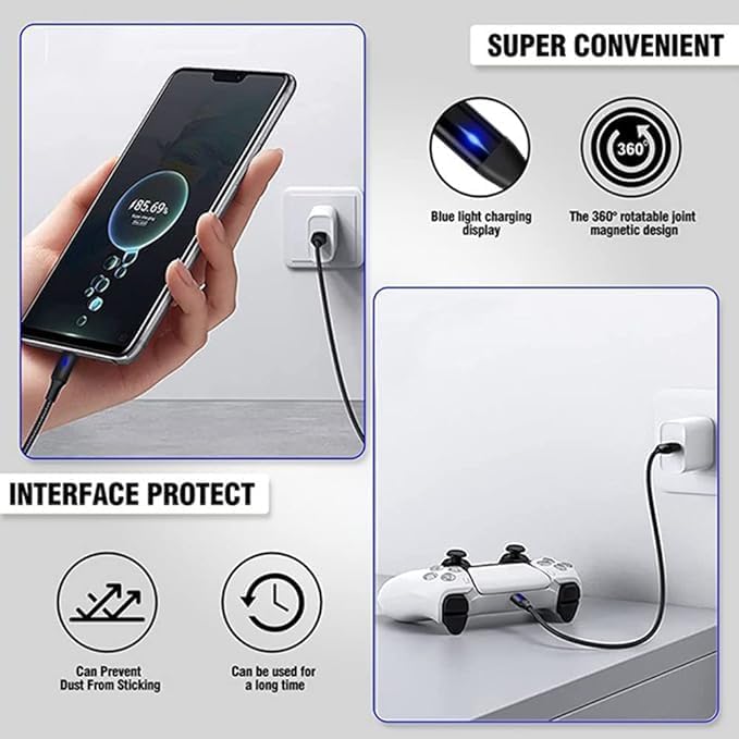 3-in-1 Magnetic Charging Cable | 3A Fast Charge | Compatible with Micro USB, Type C, and All iProduct Devices Image