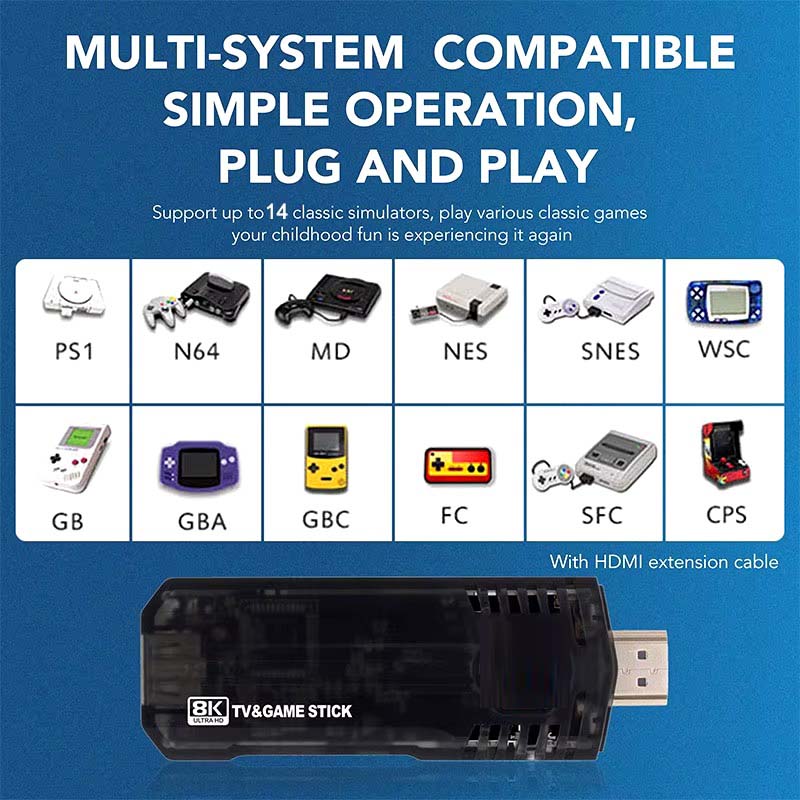 X8 Android TV Box 8K HDR | Game Console Double System | 10,000+ Classic Games | Dual Controller Support | Android TV Stick with Chromecast, Google Assistant | 5G WiFi Compatible Image