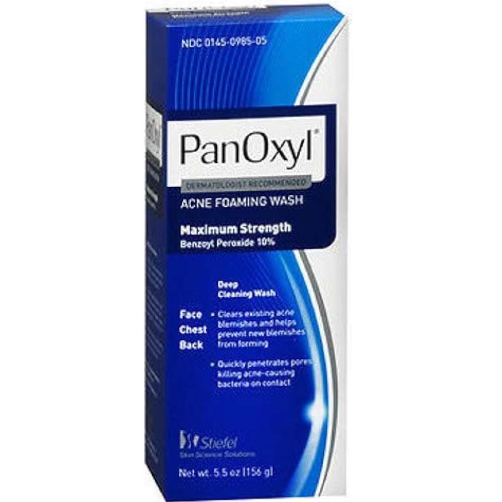 Panoxyl 4% Benzoyl Peroxide Acne Foaming Face Wash. Medicated cleanser to treat & prevent breakouts. Fragrance-free. 6oz. Image