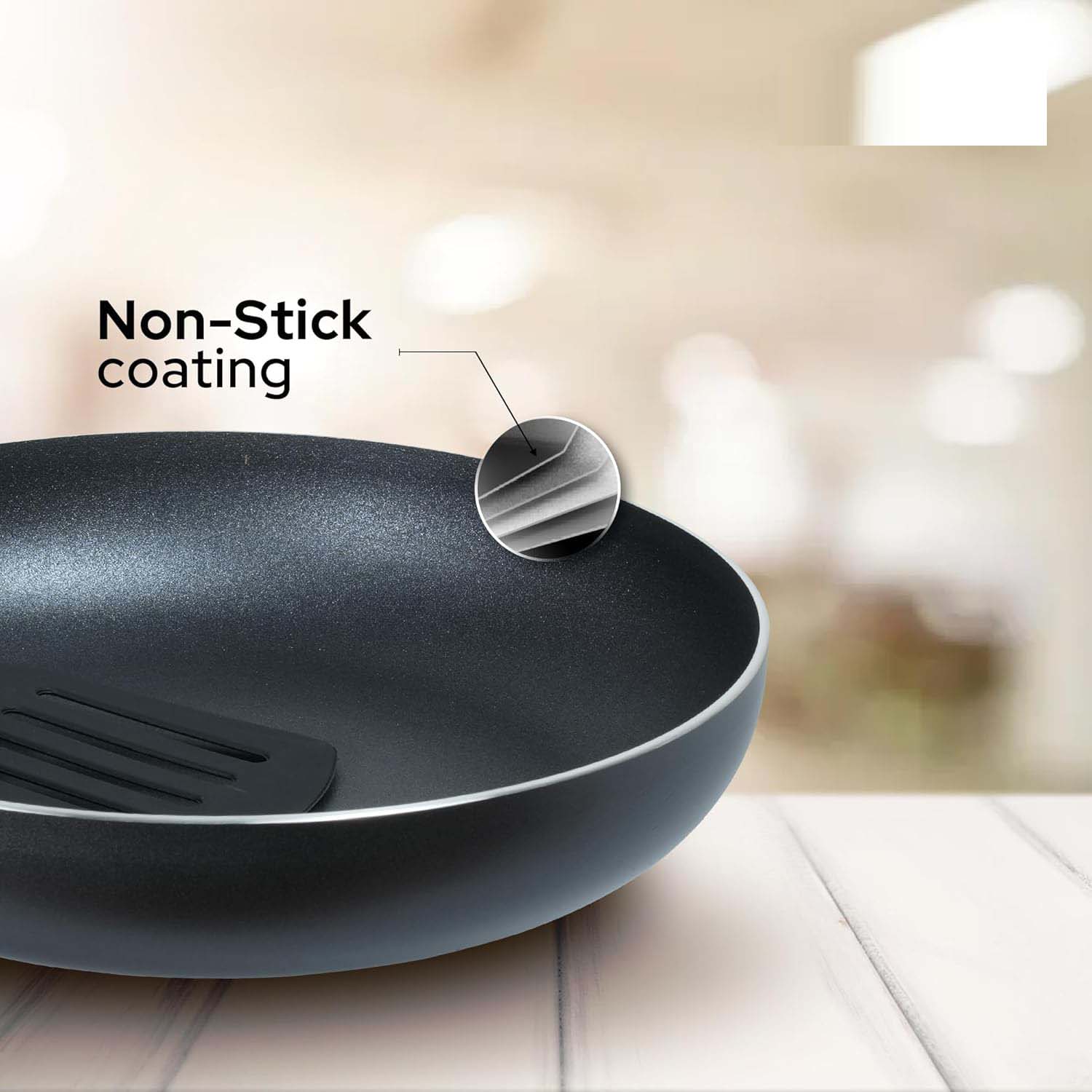 10-Piece Nonstick Cookware Set - Aluminum, Glass Lids, Casserole, Saucepan, Frypan, Nylon Turner, Dishwasher Safe (Black) Image