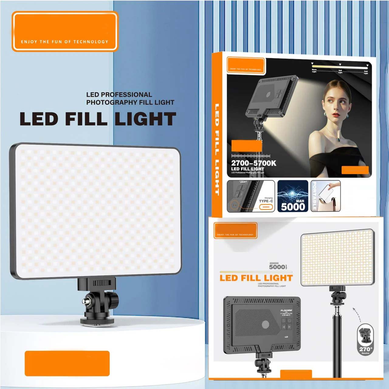 Live-E11 10W Bi-color LED Video Light. USB-powered camera panel fill light for photography, TikTok, vlogging & recording. Image