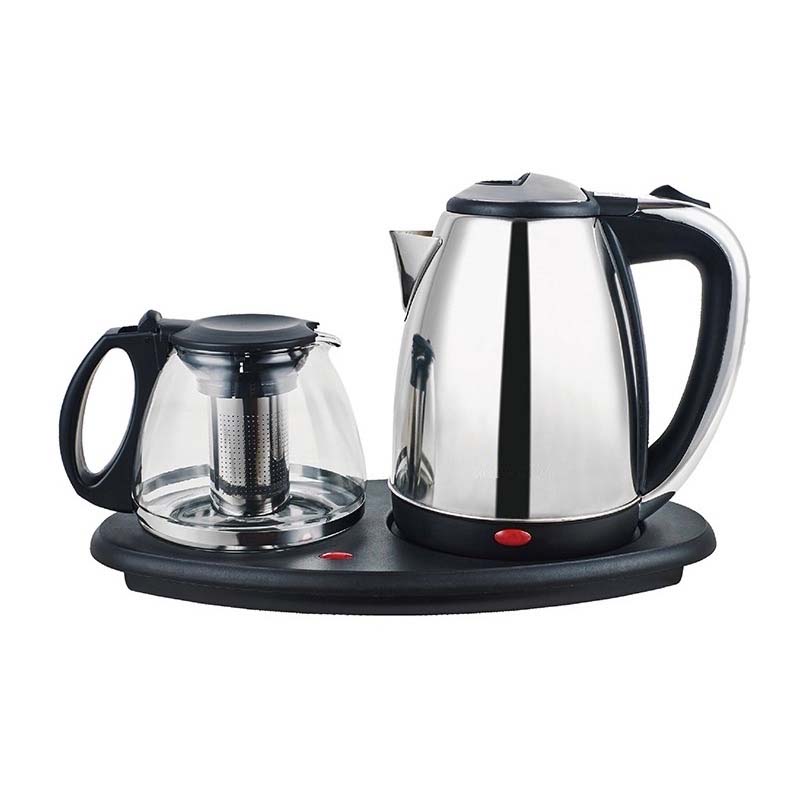 1800W 220V 2-in-1 Electric Kettle and Tea Maker with Tray – Stainless Steel, Automatic Shut-Off, 1.8L Capacity, Perfect for Tea and Coffee Brewing, Ideal for Home, Office, and Hotel Use Image