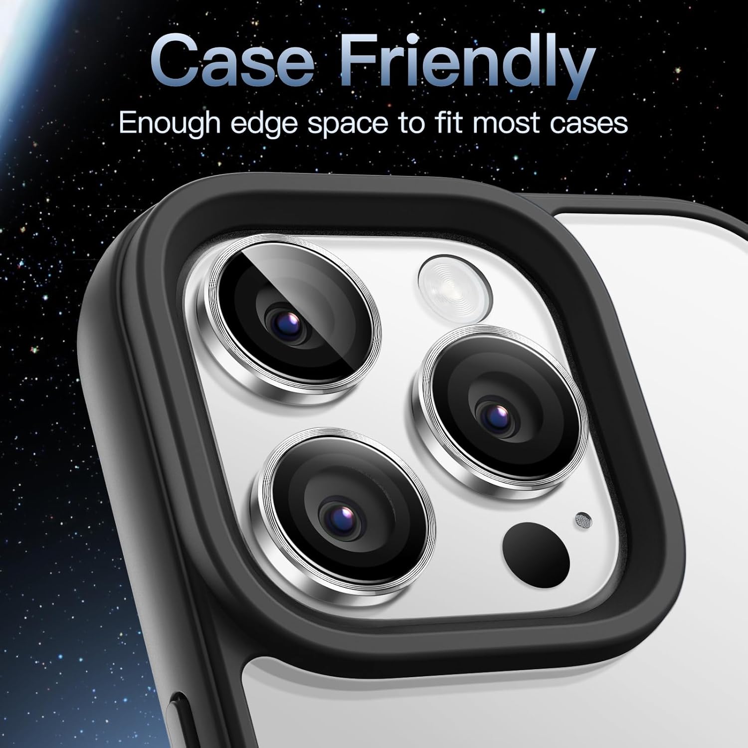 iPhone 16/17 Pro Max Camera Lens Protector - 3-Pack 9H Tempered Glass with  Alloy Ring, Anti-Scratch HD Cover (Silver Titanium) Image