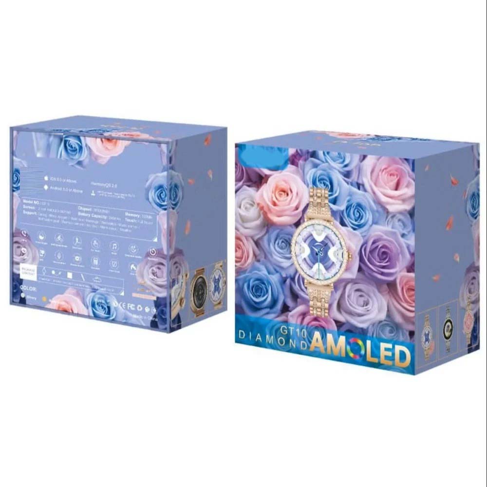 GT10 Diamond Smartwatch | 1.2" AMOLED Display | Heart Rate, Sleep, and Menstrual Tracking | Compatible with Android & iOS | Elegant, High-Performance Smartwatch for Women Image