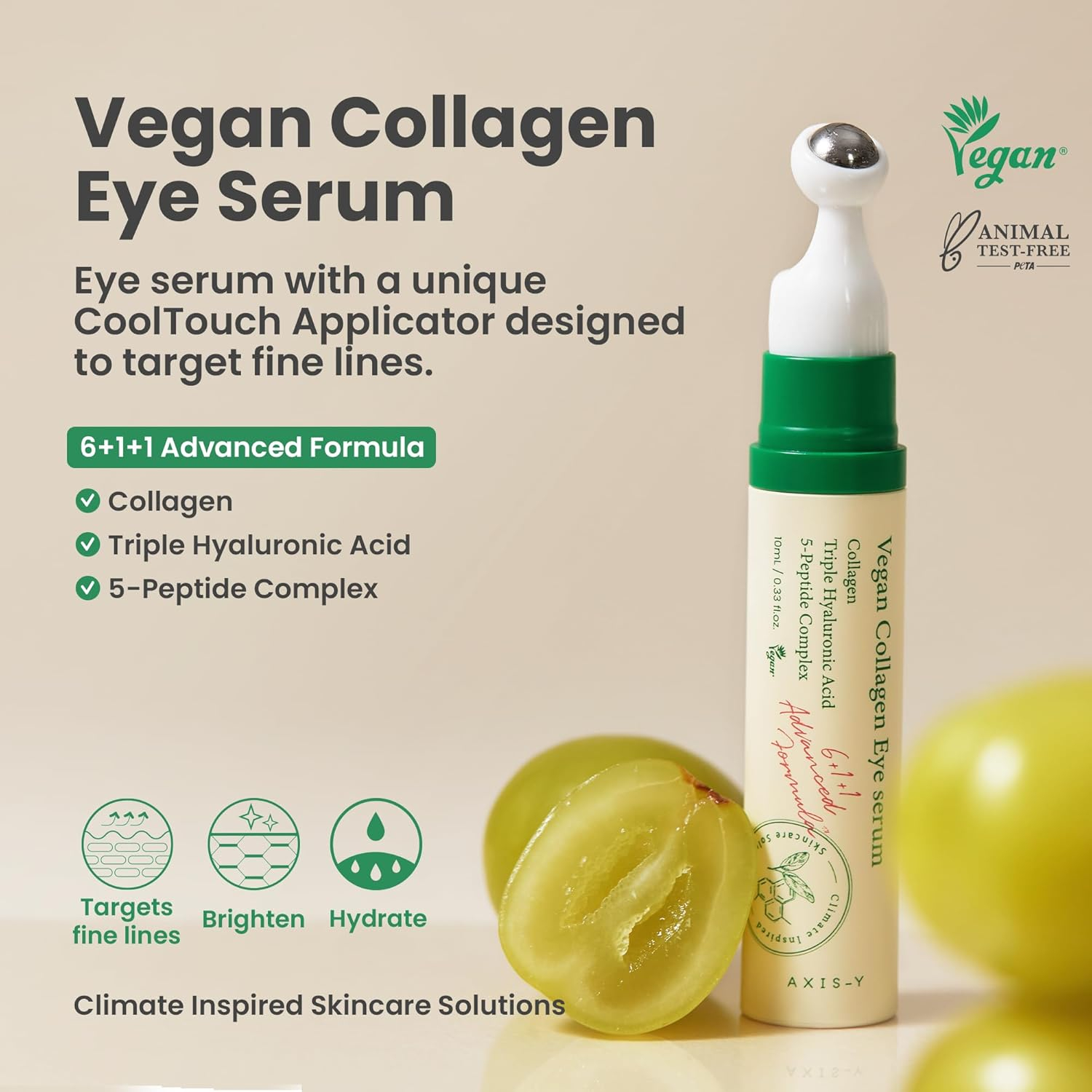 AXIS-Y Vegan Collagen Eye Serum – Korean Eye Treatment with Triple Hyaluronic Acid & Peptides, Reduces Fine Lines, Dark Circles & Boosts Elasticity Image