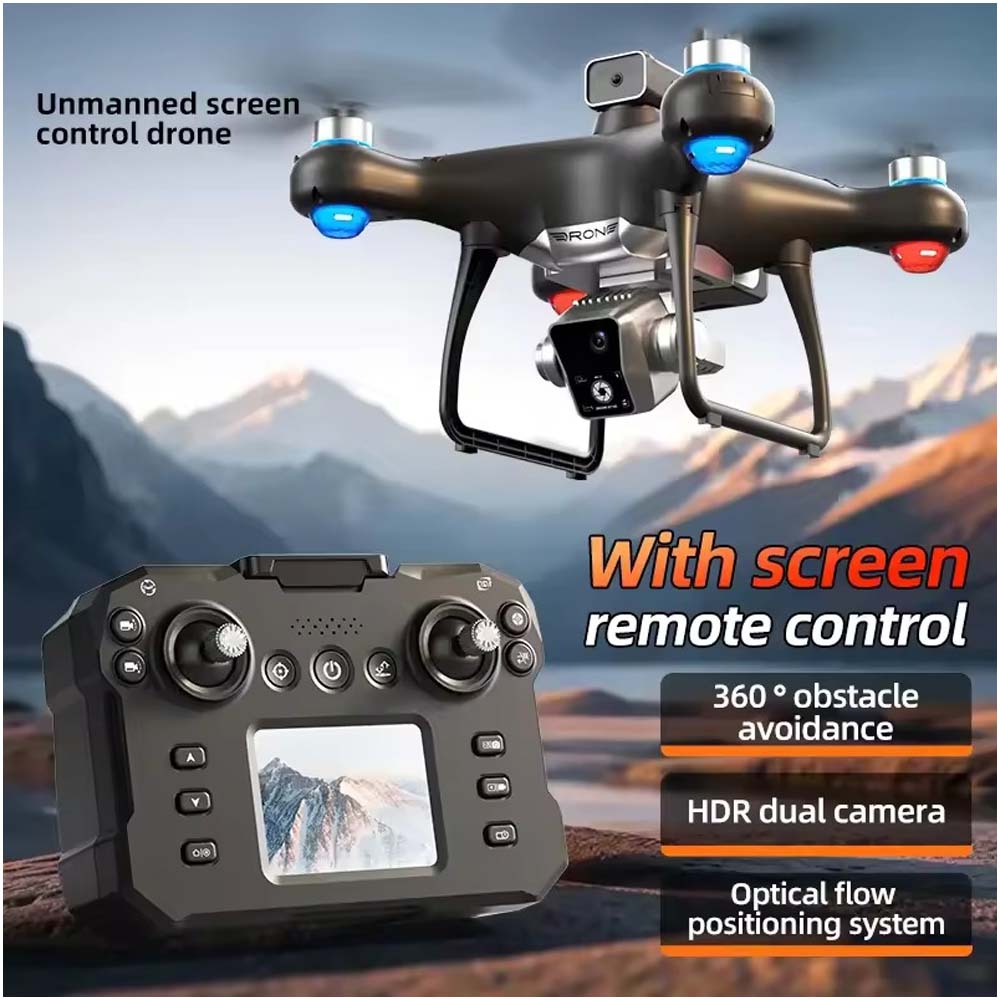 KY102 Drone with Screen Remote Control. Foldable obstacle avoidance & WiFi FPV quadcopter for kids & adults. HD camera. Image