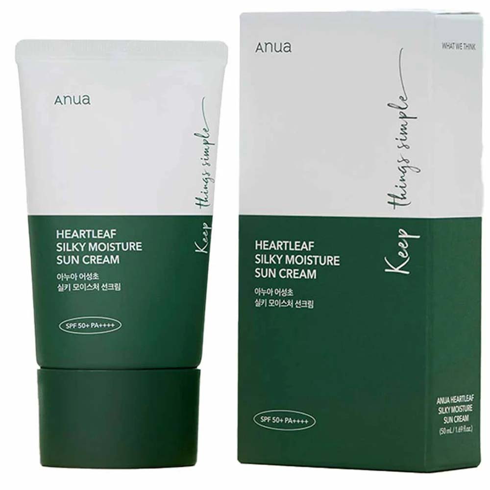 Anua Heartleaf Silky Moisture Sun Cream SPF 50+ PA++++ – Lightweight Hydrating Korean Sunscreen with Soothing Heartleaf Extract, 50ml Image