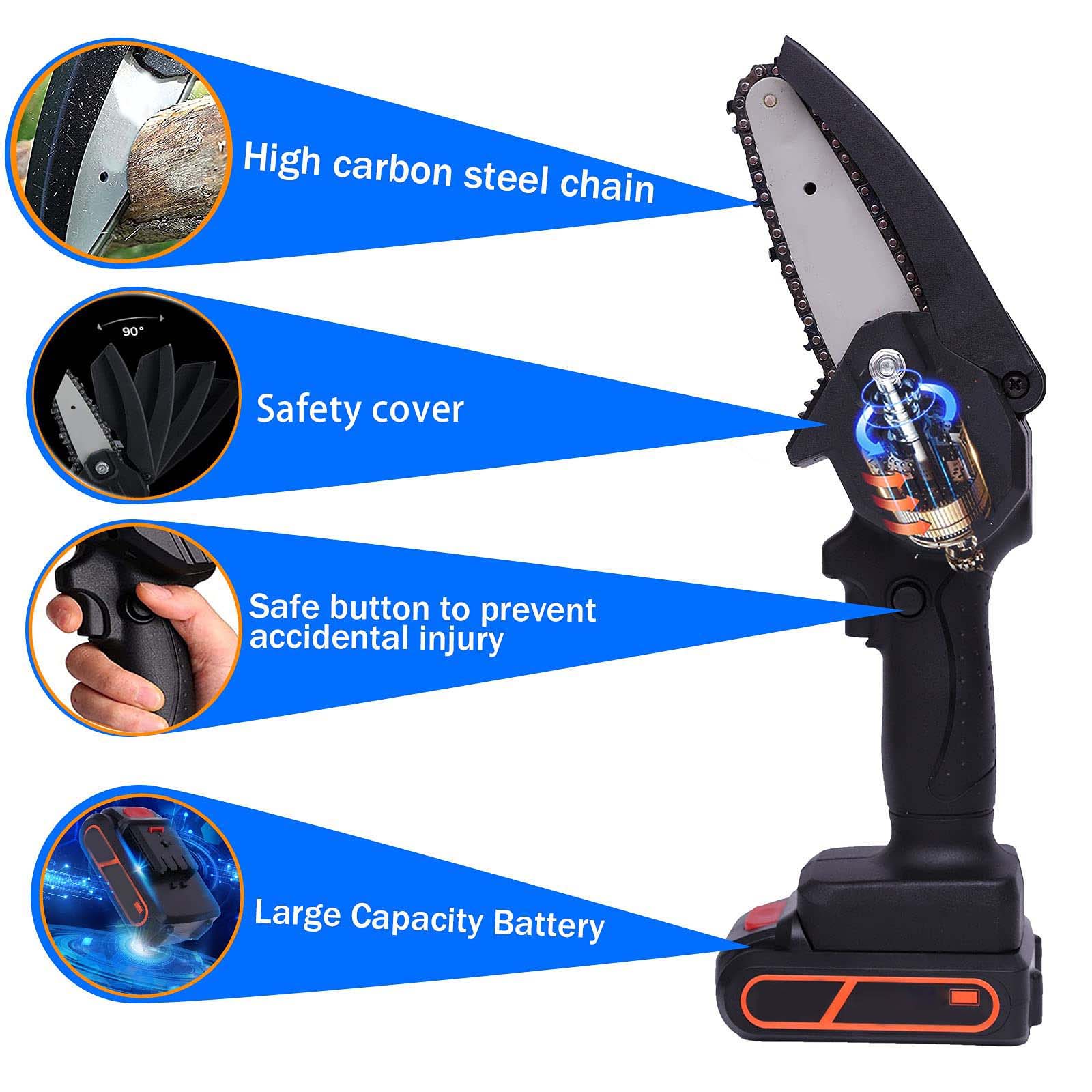 Brushless Cordless Chainsaw - Mini Electric Handheld Chainsaw with Safety Lock for Tree Branch Cutting Image
