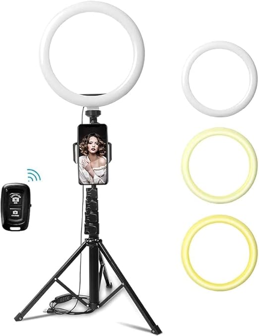 Beauty Live Light – Dimmable Selfie Ring Light with Extendable Tripod Stand for Live Streaming, Makeup, and YouTube Videos Image