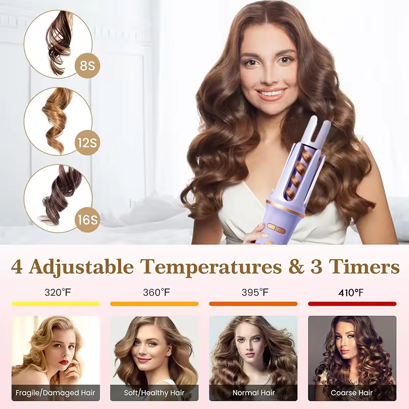 2-in-1 Electric Hair Styler - Rotating Curling Iron & Straightener Brush with Negative Ion Technology (Multi colour) Image