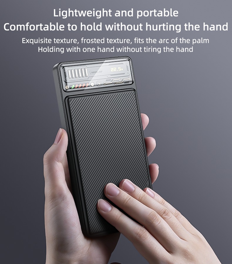 YP57 Fast Charging Power Bank – 10000mAh with 15W + USB 22.5W, Transparent Window Battery Display Image