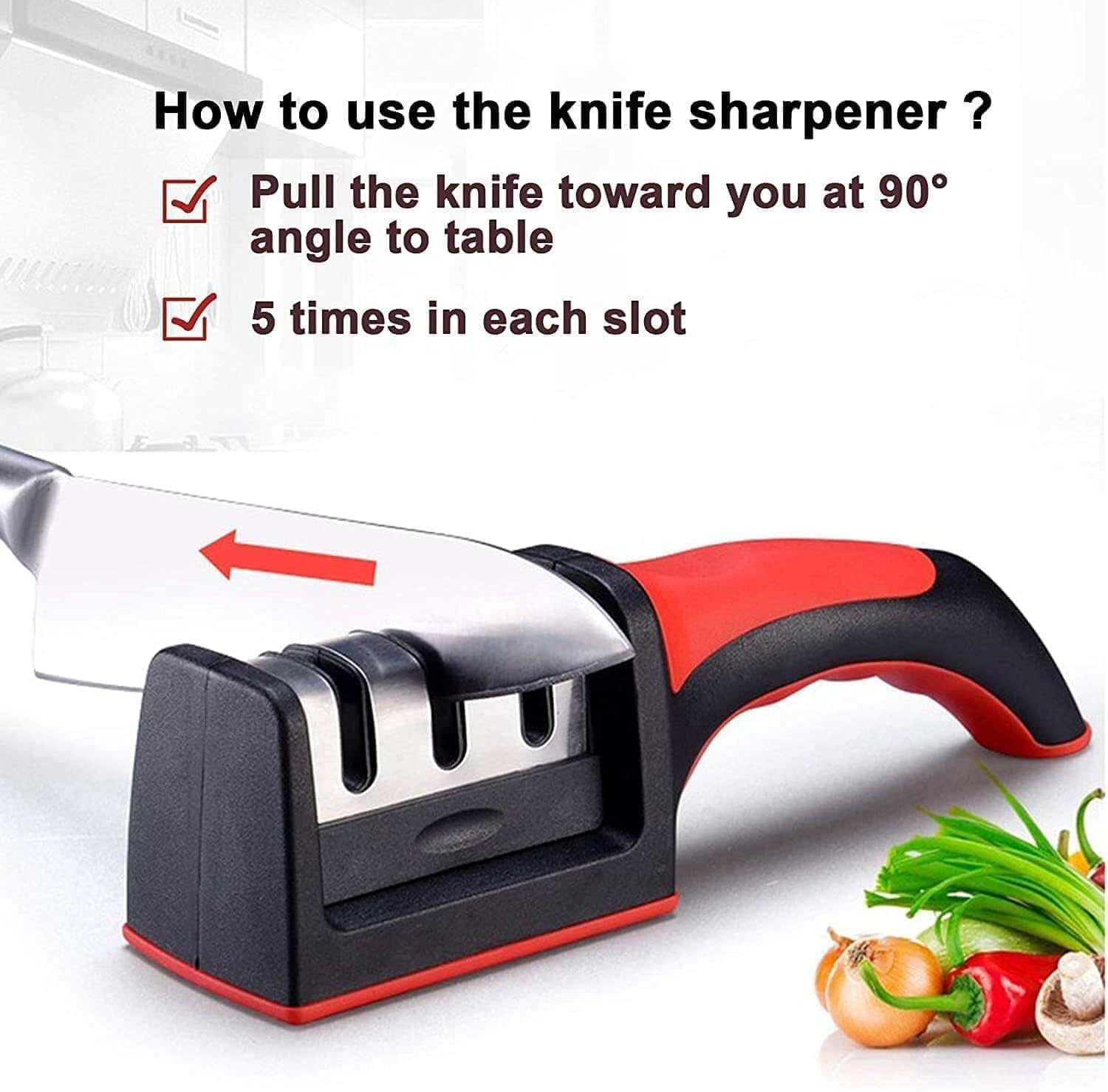 Compact Pull-Through Kitchen Knife Sharpener | Ideal for Chef, Scissors, Paring, & Serrated Knives | Efficient Blade Sharpening Tool for Home Kitchens Image