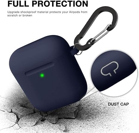 Soft Silicone Protective Case Cover for AirPods 2 & 1 | Front LED Visible | Midnight Blue | Durable and Stylish Protection Image