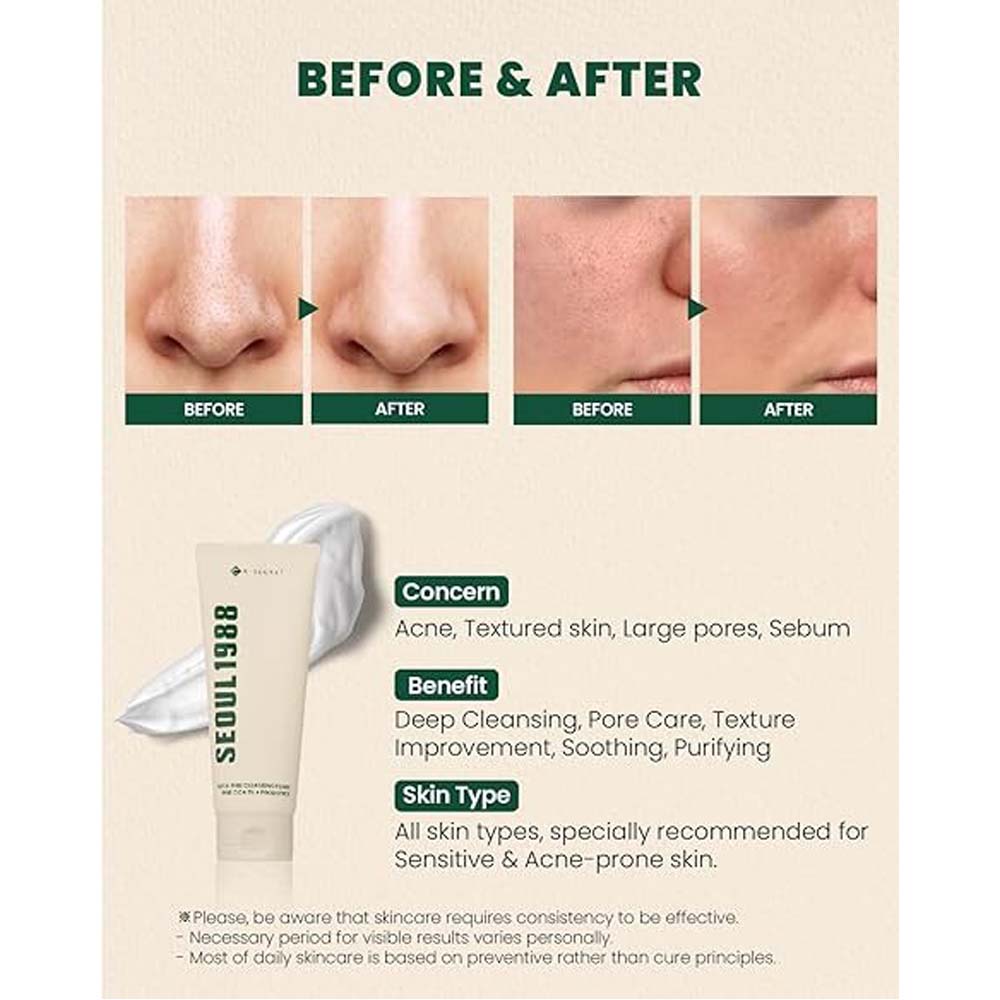KSECRET SEOUL Pine Cica 1% + Probiotics Cleansing Foam. Soothing Korean face wash for sensitive skin. 150ml. Image