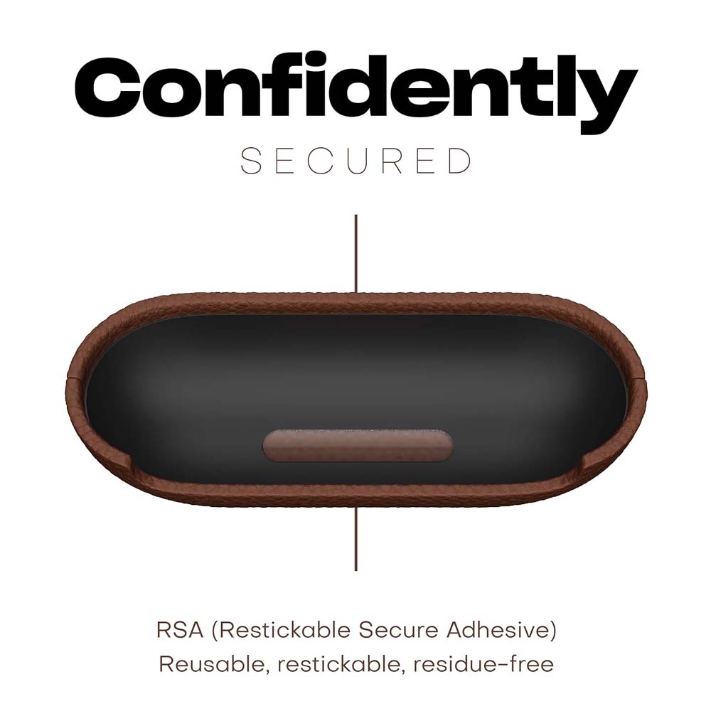 Leather Case for AirPods Pro – Handcrafted Fully-Wrapped Genuine Italian Leather with Pebble Grain Finish, Natural Brown, Premium Protection & Style Image