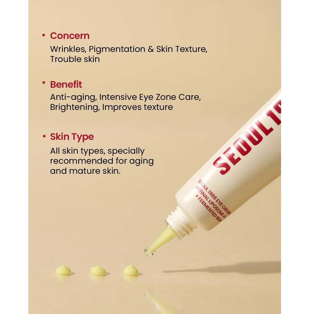 KSECRET SEOUL 1988 Eye Cream – Retinal Liposome 4% + Fermented Bean, Anti-Aging Wrinkle Care, Improves Elasticity & Pigmentation, 30ml / 1.01 fl.oz Image
