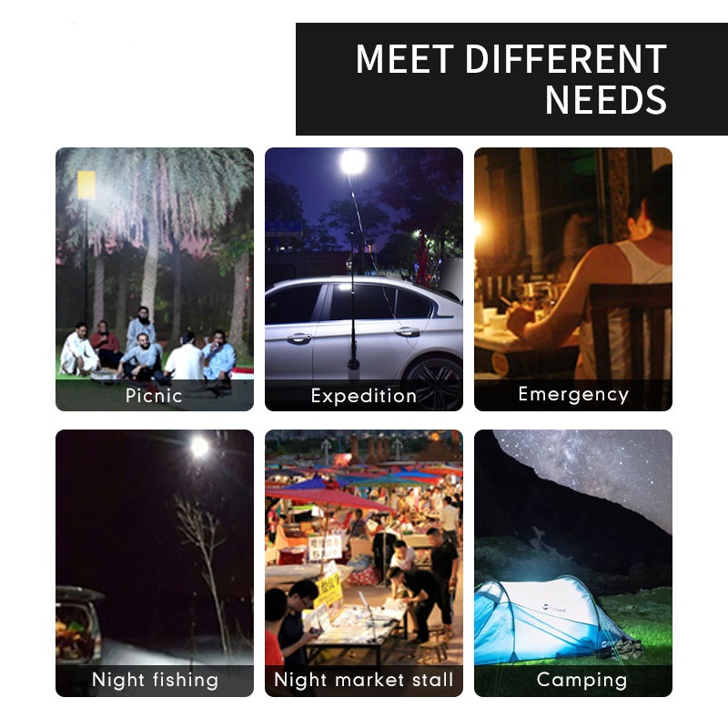 DC 12V BBQ Night Party Lighting | Dual Color White & Yellow Outdoor Portable Telescopic Rod LED Camping Light Image