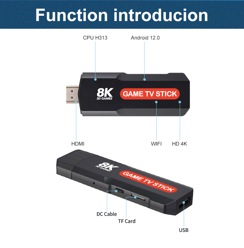 Q9 Video Game Stick | Android 5G 8K TV Box Dual System | Includes 2.4G Dual Wireless Controllers | Perfect Retro Christmas Gift Image