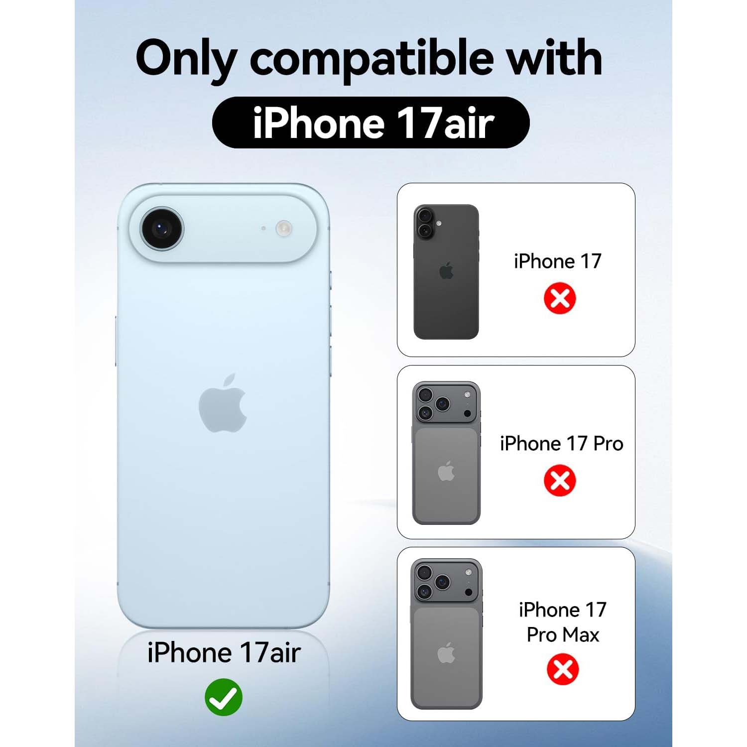 Crystal Clear Case for iPhone 17 Air 6.5" (2025) - Anti-Yellowing Hard Back, Slim Shockproof Bumper, Wireless Charging Compatible Image