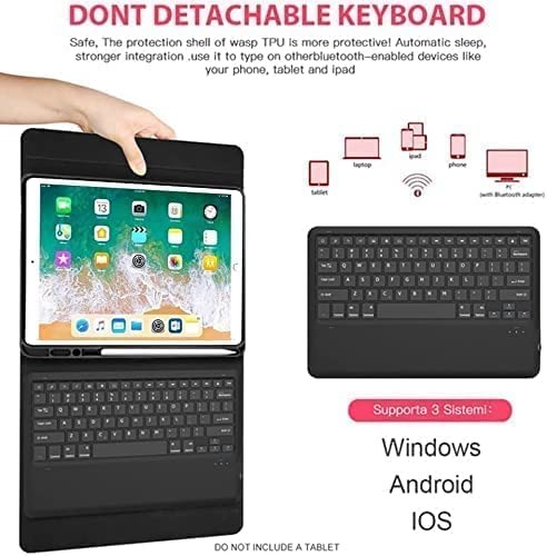 Keyboard Case Compatible with iPad Models | Ultra-Thin PU Leather Case | Wireless Detachable Keyboard | Pen Slot | Smart Arabic-English Keyboard Image