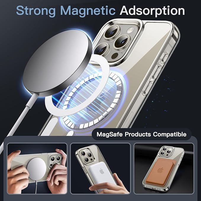 MagSafe Compatible Magnetic Phone Case with Camera Control | Military-Grade Shock Protection for iPhone 15, 15 Plus, 15 Pro, 15 Pro Max – Includes Free Screen Protector Image
