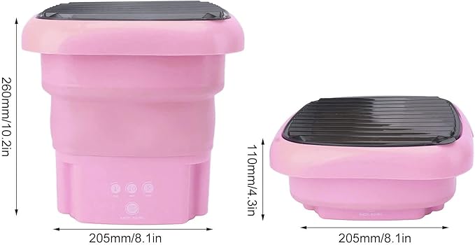 Portable Washing Machine | Mini Foldable Bucket Washer & Dryer Combo | Small Washer with Soft Spin Dry & Drainage Pipe for Underwear, Socks, Baby Clothes, Apartment, Dorm, Laundry (Pink) Image