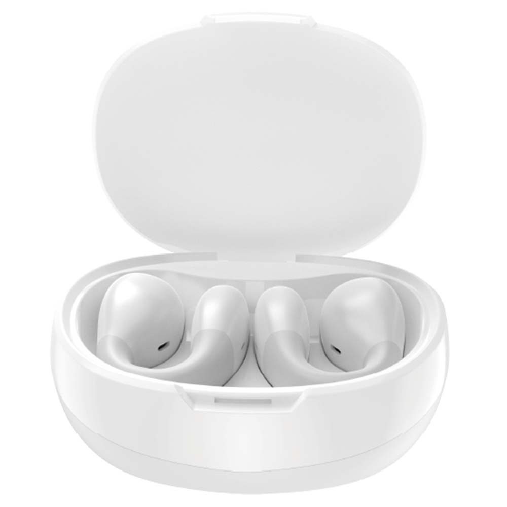 U-20 Open Ear Ring Headphones - Bluetooth 5.4 Clip-On OWS Earphones, 30H Battery, Noise-Cancelling, 4.9g Lightweight (White) Image