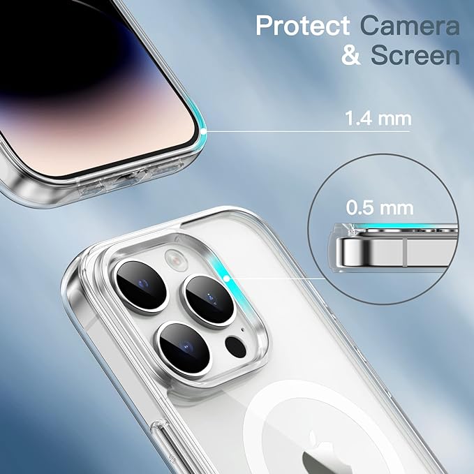 MagSafe Compatible Magnetic Phone Case with Camera Control | Military-Grade Shock Protection for iPhone 14, 14 Plus, 14 Pro, 14 Pro Max – Includes Free Screen Protector Image