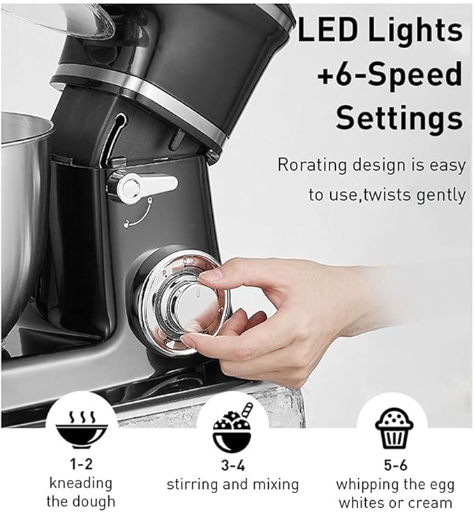 Electric Stand Mixer | Multifunctional Planetary Blender & Food Processor | Perfect Kitchen Appliance and Gift for Housewives (Color: Black) Image