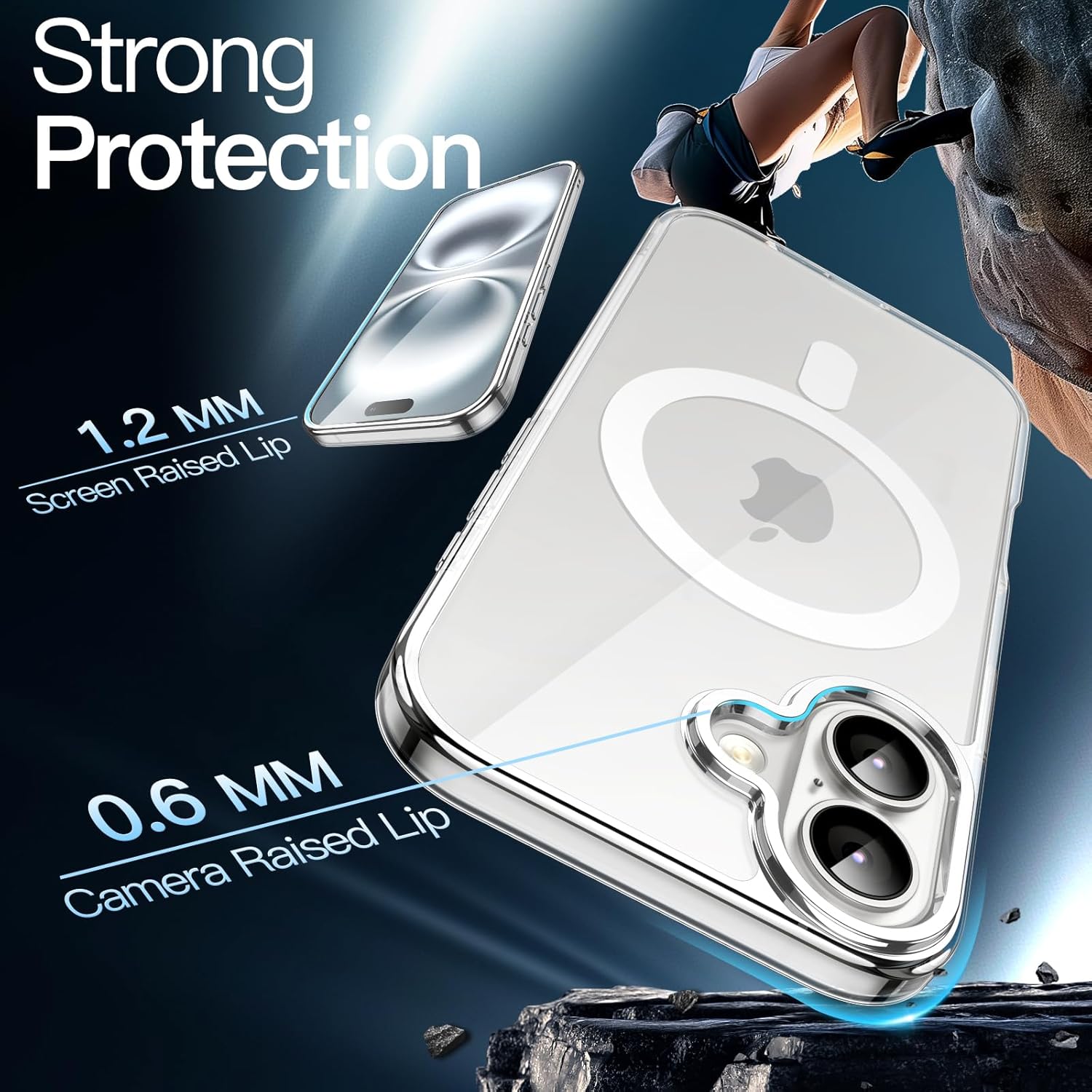 Magnetic Case for iPhone 17 6.3" - MagSafe Compatible, Shockproof Bumper, Anti-Scratch Clear Back (Transparent Design) Image