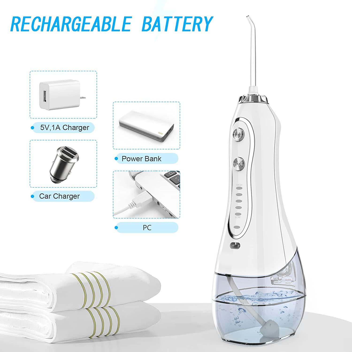 Portable Dental Water Flosser | 300ml White Edition | Advanced Oral Care Image