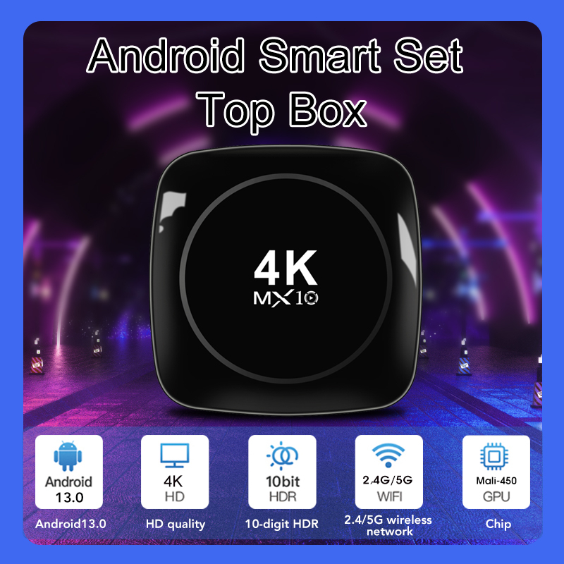 MX10-4K Android 13 TV Box - 5G WiFi 4K Streaming, Mini Smart Set Top Box - Ultra HD Media Player with HDR Support Image