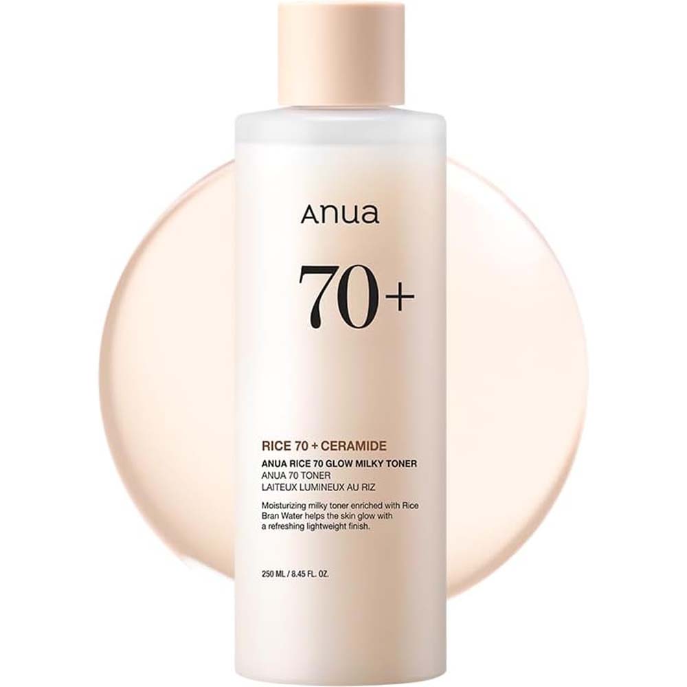ANUA Rice 70 Glow Milky Toner. Nourishing rice water toner for glass skin. With Niacinamide & Ceramides. 250ml. Image