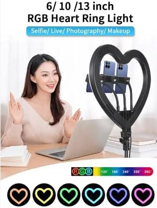 JM26-10 RGB LED Heart-Shaped Ring Light – Elegant and Flexible Lighting for Enhanced Photography and Videography Image