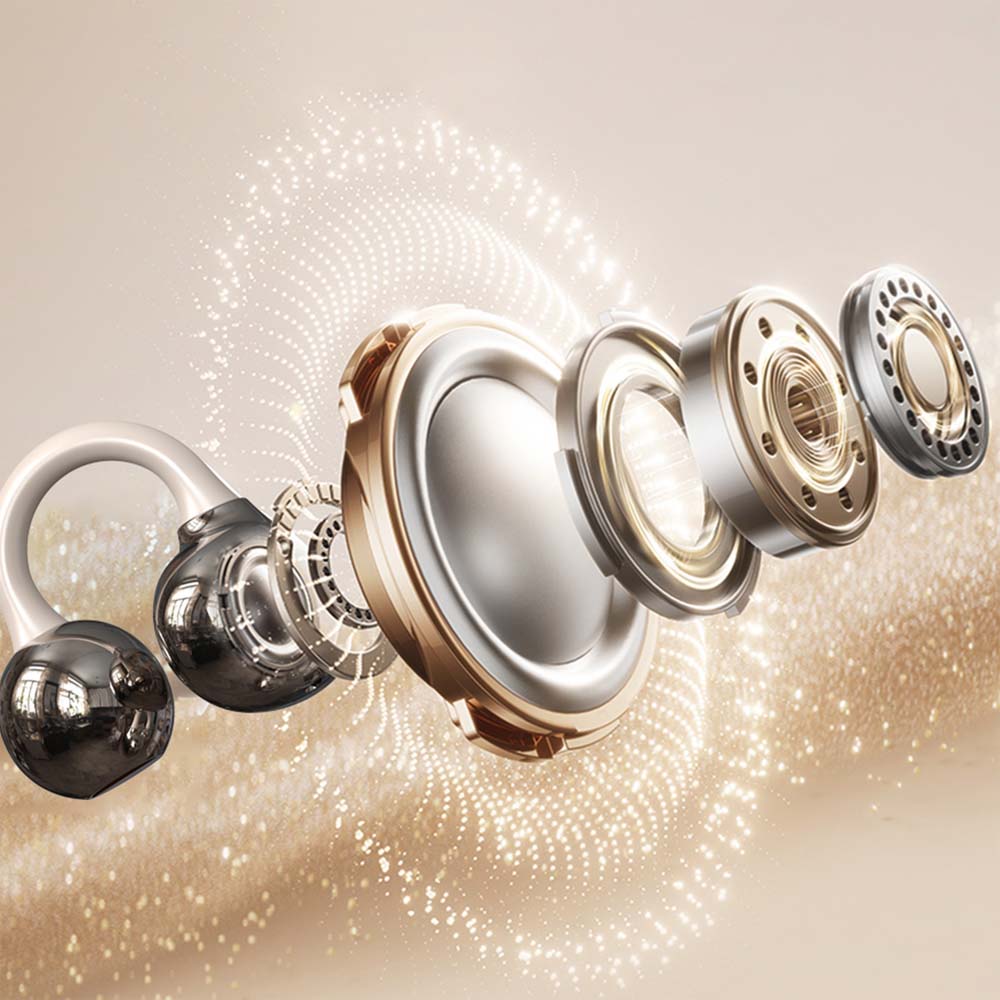 U-20 Open Ear Ring Headphones - Bluetooth 5.4 Clip-On OWS Earphones, 30H Battery, Noise-Cancelling, 4.9g Lightweight (White) Image