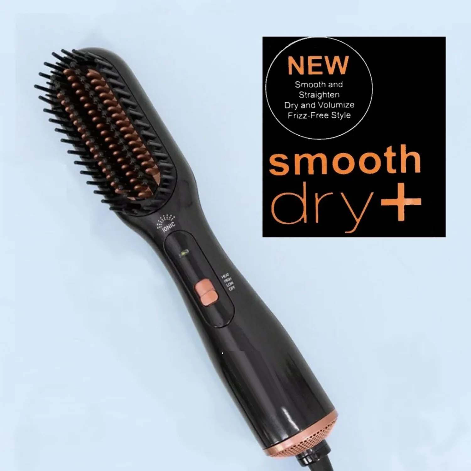 Professional 3-in-1 Hair Styling Brush with Hair Dryer, Straightener & Volumizer - Ionic Technology, Multiple Heat Settings for All Hair Types, Anti-Frizz Blowout Styler Brush, Ergonomic Design for Salon-Quality Results at Home and Travel Image
