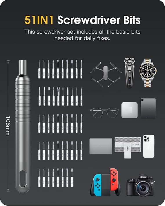51 in 1 Precision Screwdriver Set | Portable Screwdriver Set with 48 Magnetic Bits, Torx & Hex Screwdrivers Image