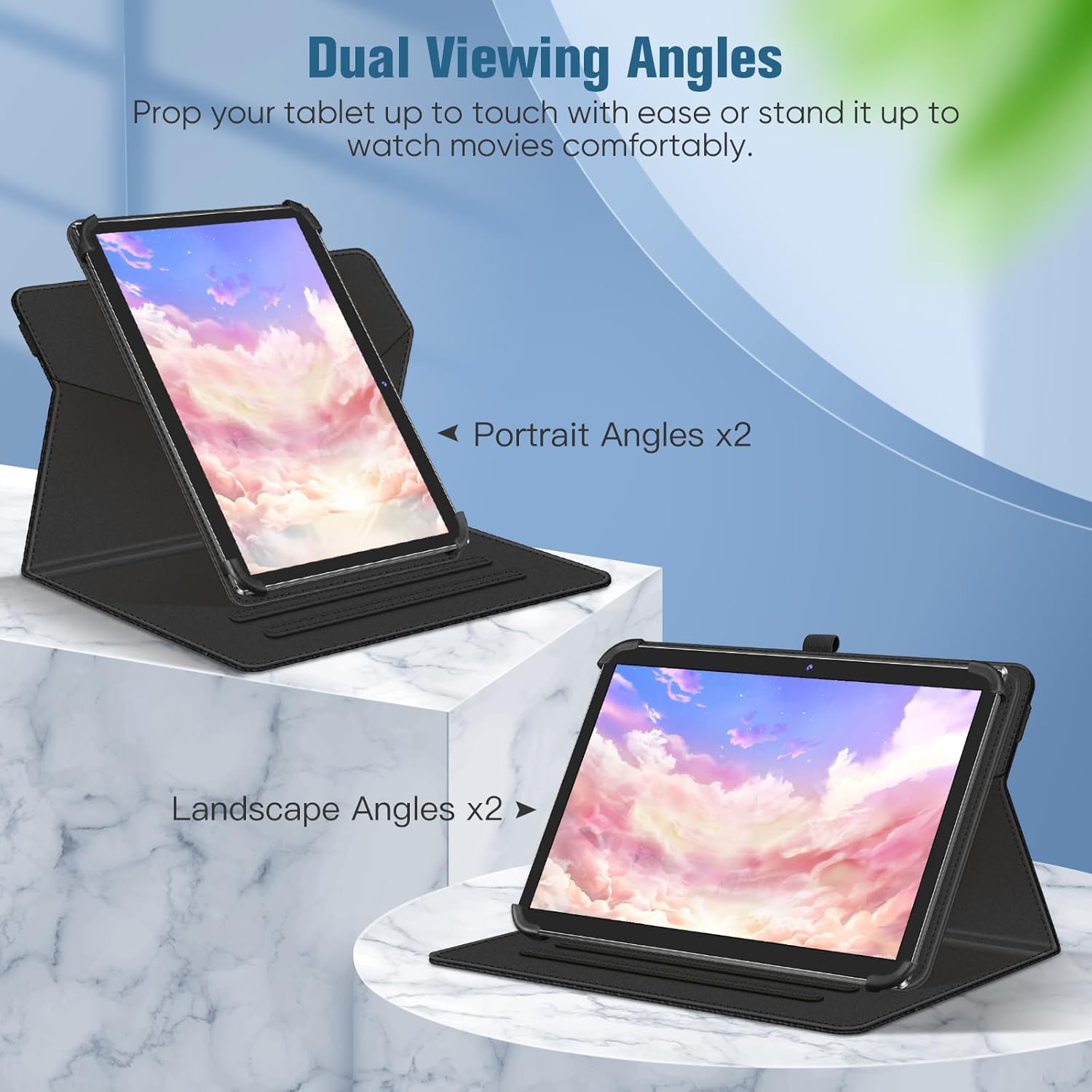 360° Rotating Case for Universal 10/11-inch" Tablets - Premium Leather w/Auto Sleep/Wake & Multi-Angle Stand (Multi Colour) Image