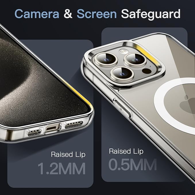 MagSafe Compatible Magnetic Phone Case with Camera Control | Military-Grade Shock Protection for iPhone 15, 15 Plus, 15 Pro, 15 Pro Max – Includes Free Screen Protector Image