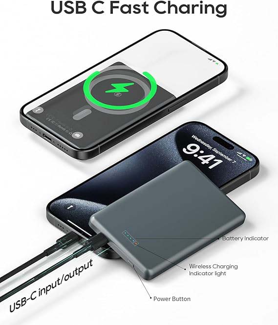 MagSafe External Battery – 5000mAh Magnetic Wireless Fast Charge Portable Charger Image