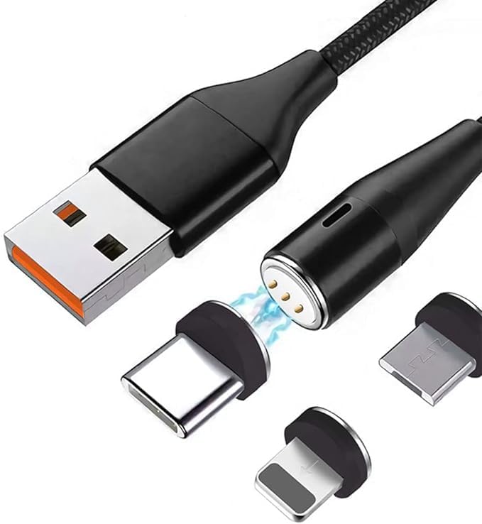 3-in-1 Magnetic Charging Cable | 3A Fast Charge | Compatible with Micro USB, Type C, and All iProduct Devices Image