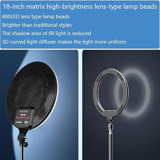 PF-45 Photography Light: 18-inch 60W High Brightness Circular Fill Light for Professional Streaming and Beauty Enhancements Image