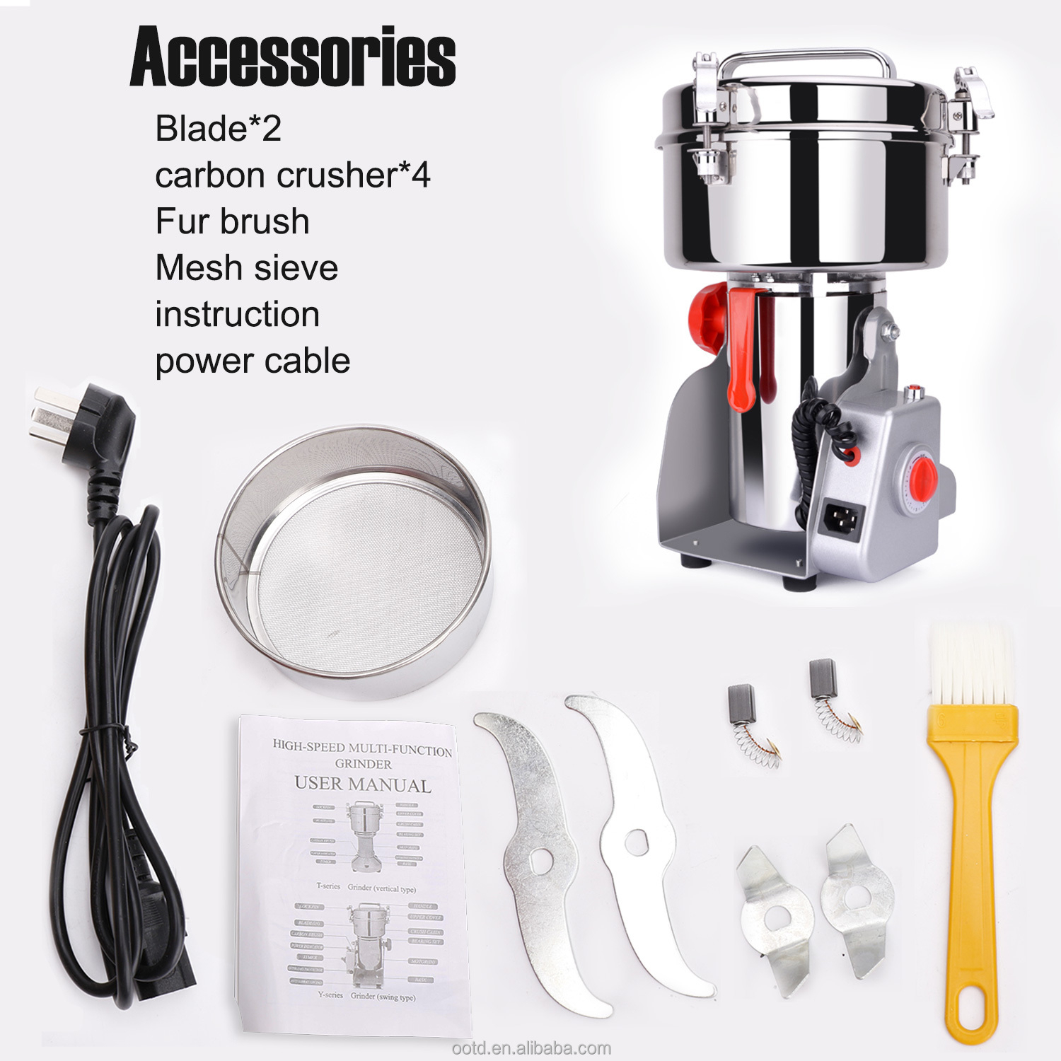 800g Food Grinder - Herb, Pepper, Flour & Rice Mill Machine for Home, Compact & Efficient Multi-Purpose Grinder Image
