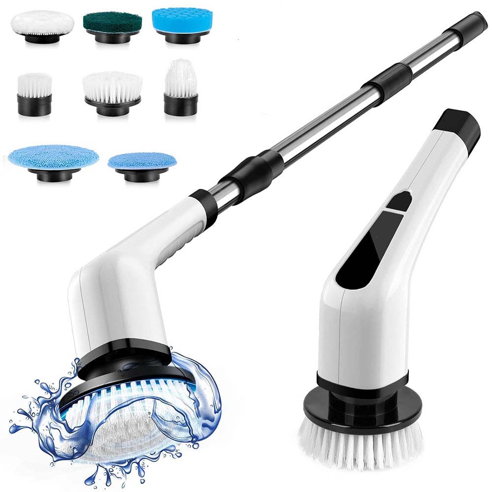 Cordless Electric Spin Scrubber - 7 Replaceable Brushes for Shower, Tub & Tile Cleaning, Baby-Safe Plastic Material Image