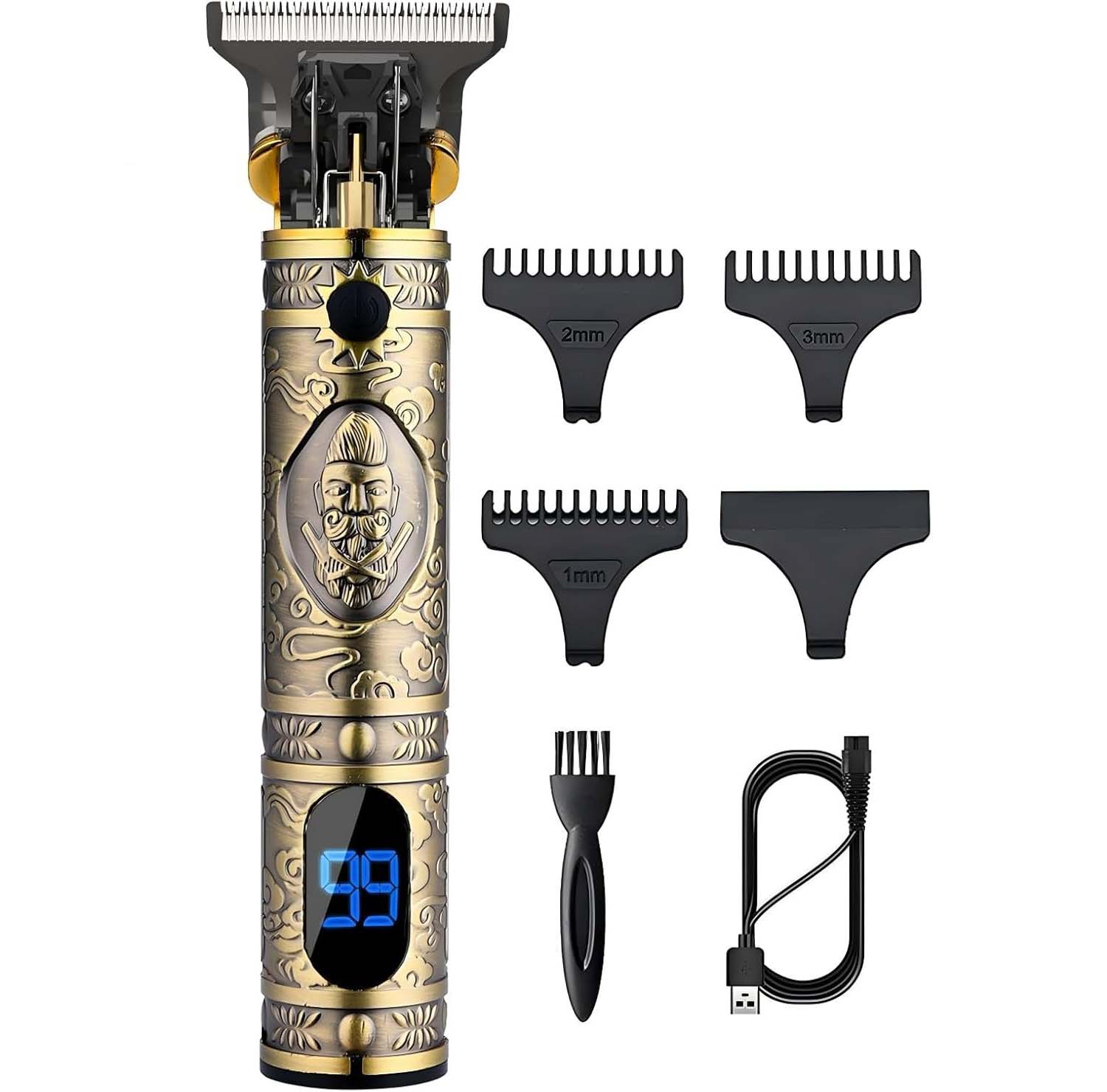 YACD D-044 Cordless Hair Clipper. Affordable elegant metal body, professional stainless blade, USB charging, 120-min runtime. Image