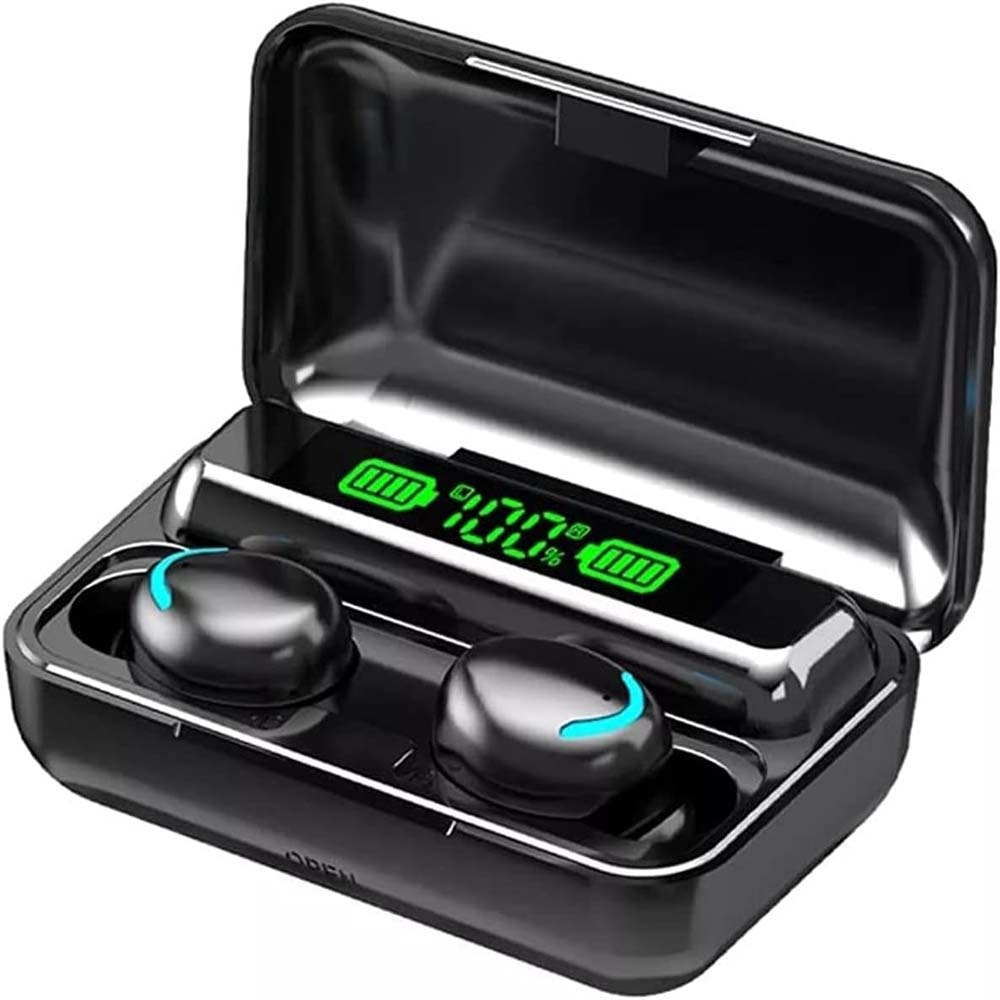 F9-5 Bluetooth Earbuds with 3500mAh Power Bank - 8D HiFi Stereo, Waterproof Wireless Headphones with LED Display Compitable for iPhone/Android/PC Image