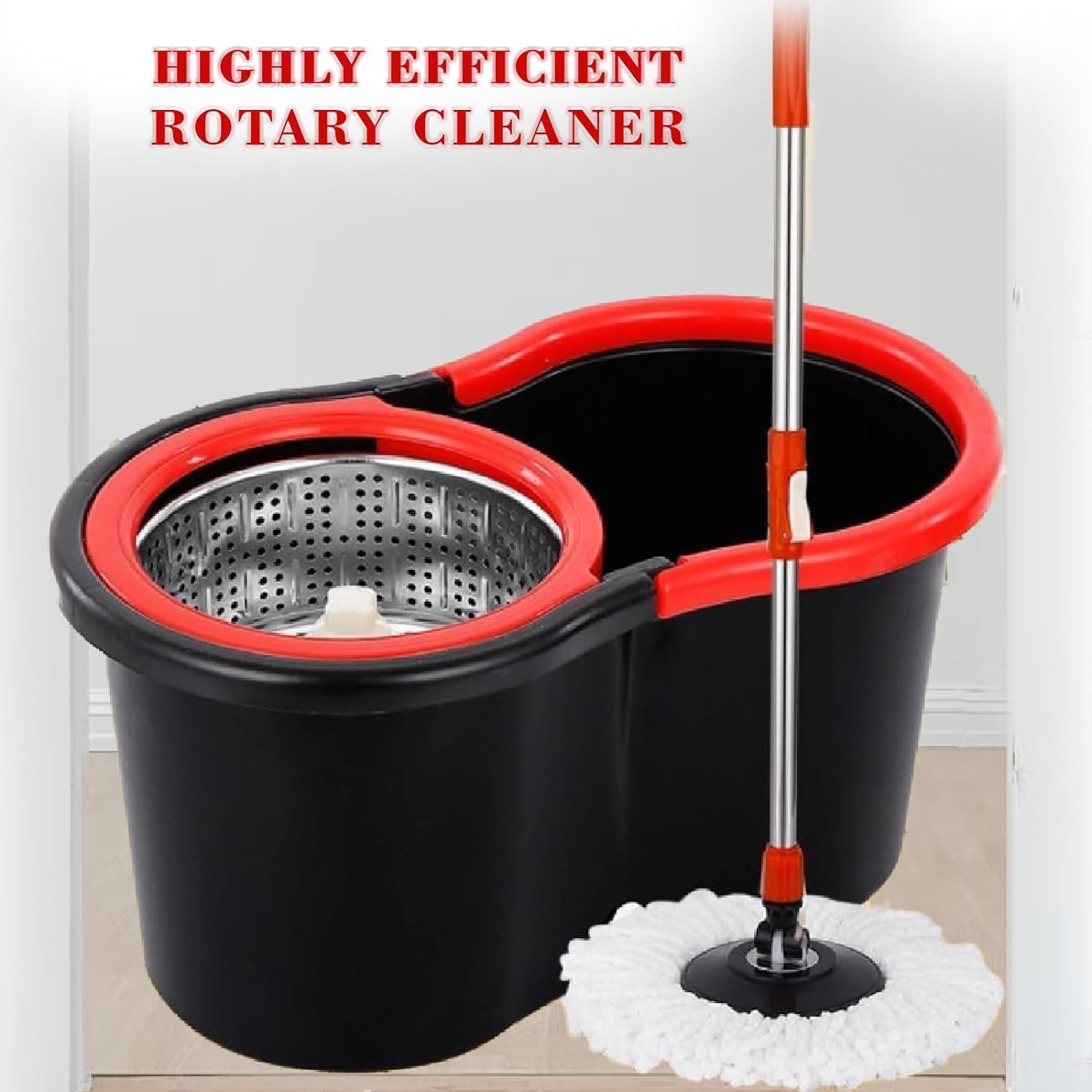 Easy Spin Mop and Bucket Set with 360° Rotation | Stainless Steel Handle & Wring Dryer Basket | Includes 2 Microfiber Mop Heads for Floor Cleaning | Ideal for Hardwood, Ceramic Tile, Marble, Laminate, and Glass Image