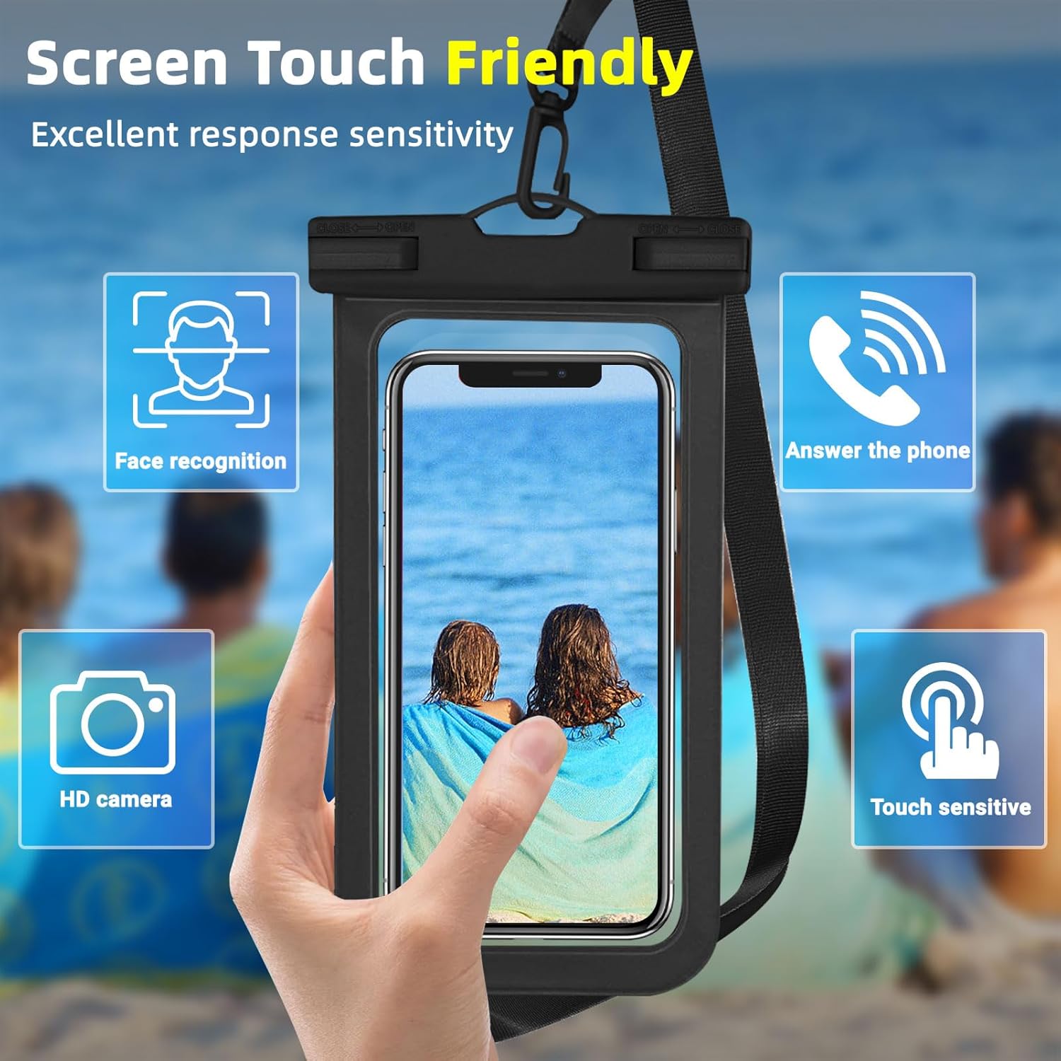 Waterproof Phone Pouch, IPX8 Waterproof Cell Phone Case for All Mobile Phones, Essential Dry Bag with Touchscreen-Friendly Design for Beach, Cruise, Swimming, and Outdoor Activities Image